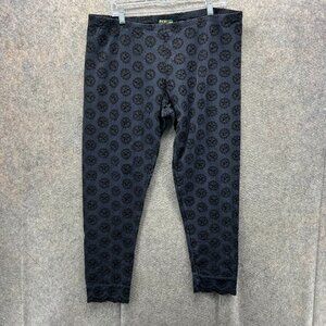 Johnny Was Leggings Women XL Black Embroidered Eyelet Cotton Blend Boho Lace